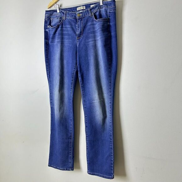 Vintage America Medium Wash Zip Fly Boho Straight Denim Casual Jeans‎ Size 16/33 - Picture 4 of 11